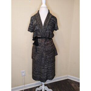 Cato 2 piece sweater knit suit, black and white, size Large